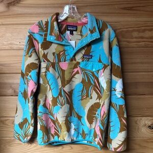 Patagonia Women's Leaf Floral Colorful Fleece Pullover Size M
